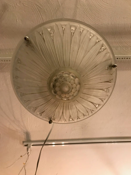 French Art Deco Pendant Chandelier by Verrerie Des Vosges