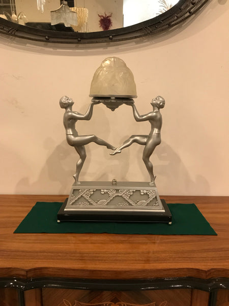 French Art Deco Table Lamp by Degue