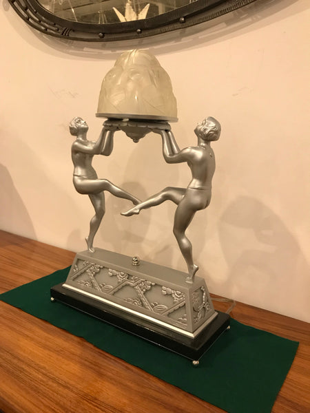 French Art Deco Table Lamp by Degue