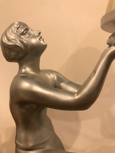 French Art Deco Table Lamp by Degue