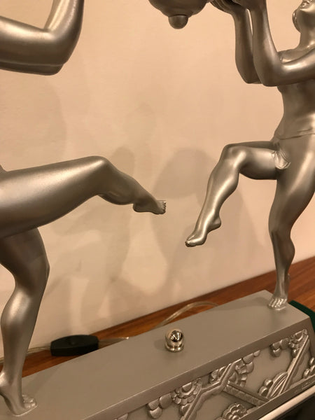 French Art Deco Table Lamp by Degue