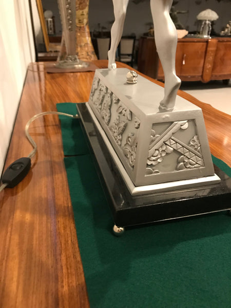 French Art Deco Table Lamp by Degue