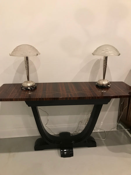 Pair of French Art Deco Geometric Table Lamps by Schneider