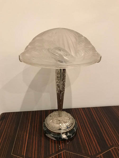 Pair of French Art Deco Geometric Table Lamps by Schneider