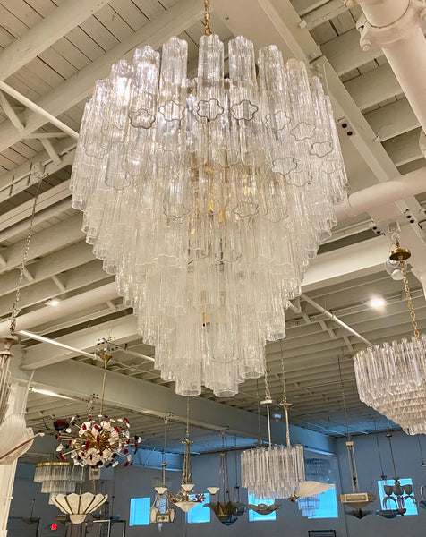 Italian Mid-Century Modern Round Tiered Tronchi Chandelier