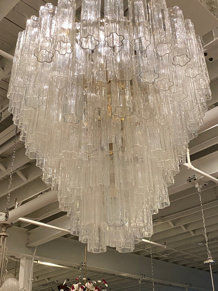 Italian Mid-Century Modern Round Tiered Tronchi Chandelier