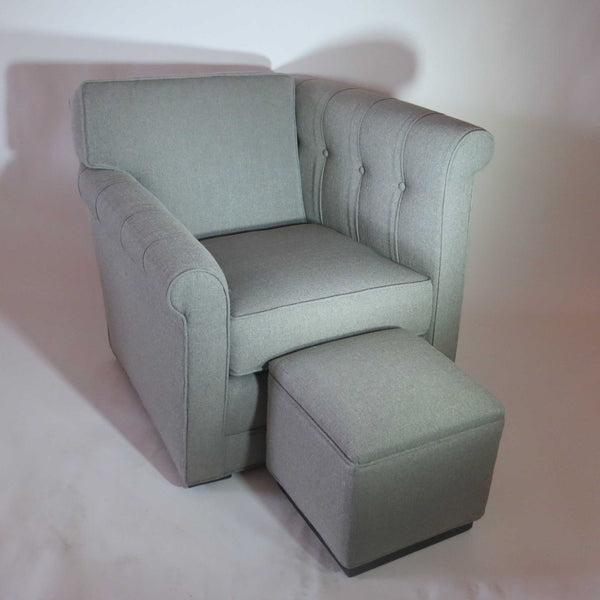 American Art Deco Modernage Asymmetrical Chair and Ottoman