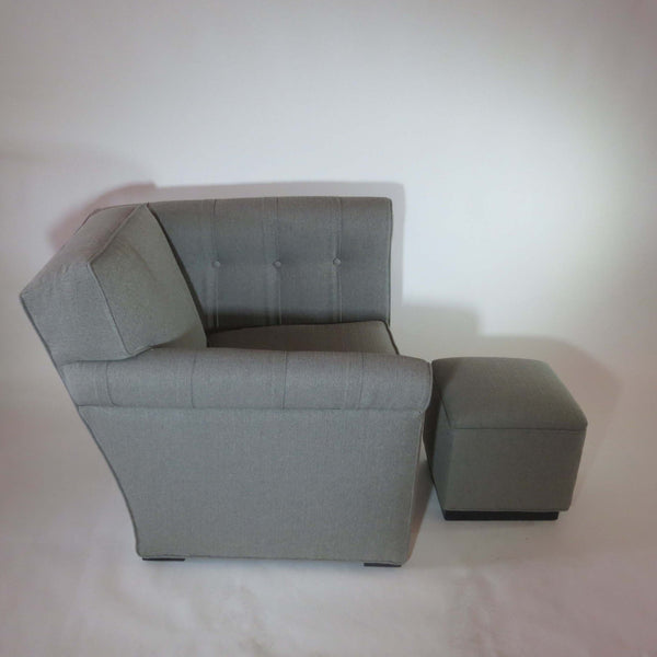 American Art Deco Modernage Asymmetrical Chair and Ottoman