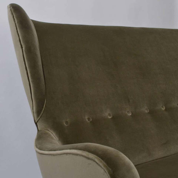 1950s Italian Paolo Buffa Two-Seat Wingback Sofa in Grey Velvet