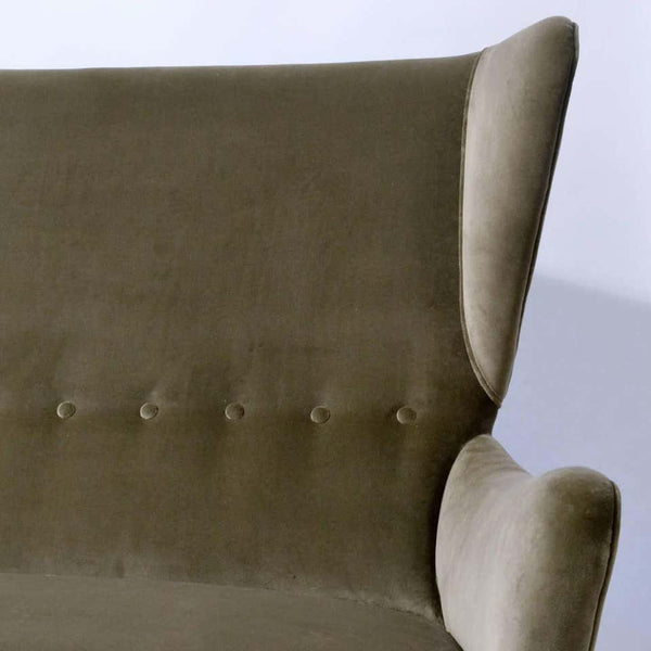 1950s Italian Paolo Buffa Two-Seat Wingback Sofa in Grey Velvet