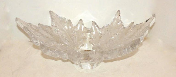Exquisite Lalique France Large Champs Elysees Leaf Form Centerpiece Crystal Bowl