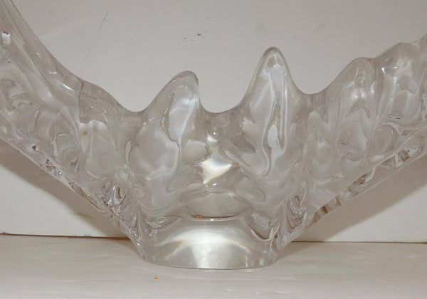 Exquisite Lalique France Large Champs Elysees Leaf Form Centerpiece Crystal Bowl
