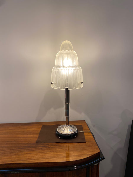 Pair of French Art Deco "Waterfall" Table Lamps Signed by Sabino