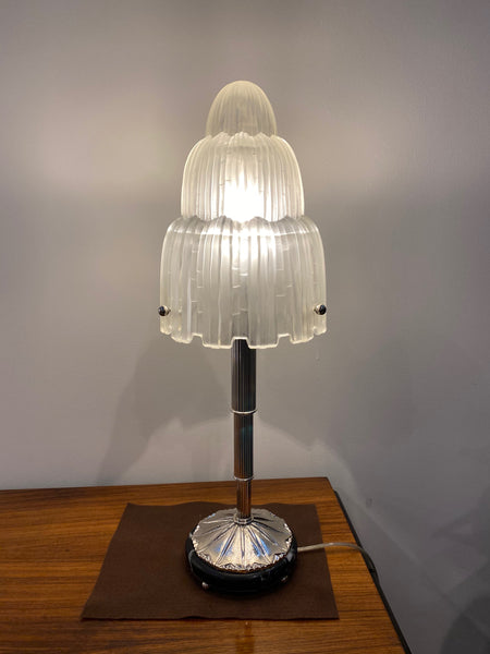 Pair of French Art Deco "Waterfall" Table Lamps Signed by Sabino