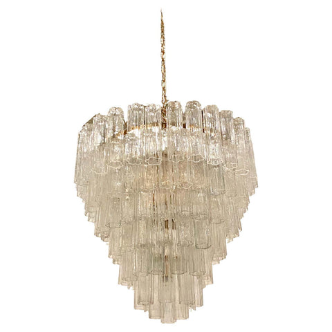 Italian Mid-Century Modern Round Tiered Tronchi Chandelier