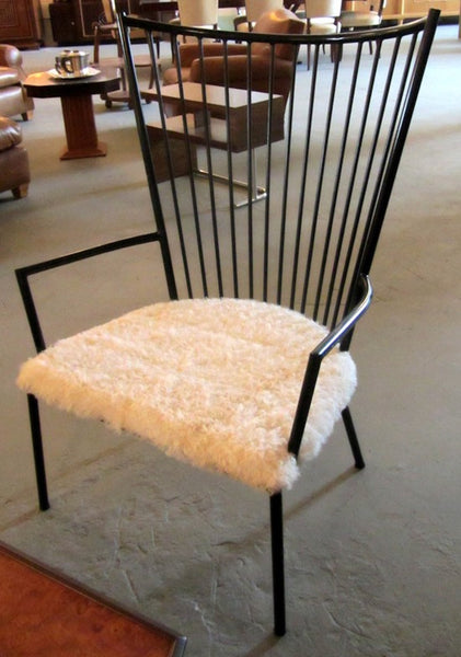 French Mid-Century Modern Armchair with Lambs Wool Seat
