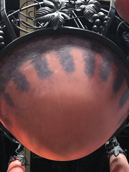 French Art Deco Red and Blue Chandelier