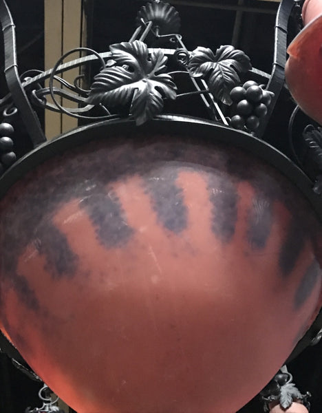 French Art Deco Red and Blue Chandelier