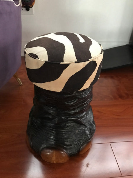 Mid Century Red Mile Style Faux Elephant Foot Stool / Bench