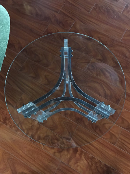 Pair of Mid Century Modern Lucite, Chrome, and Glass Side tables