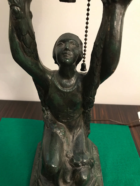 Female Art Deco Table Lamp Sculpture