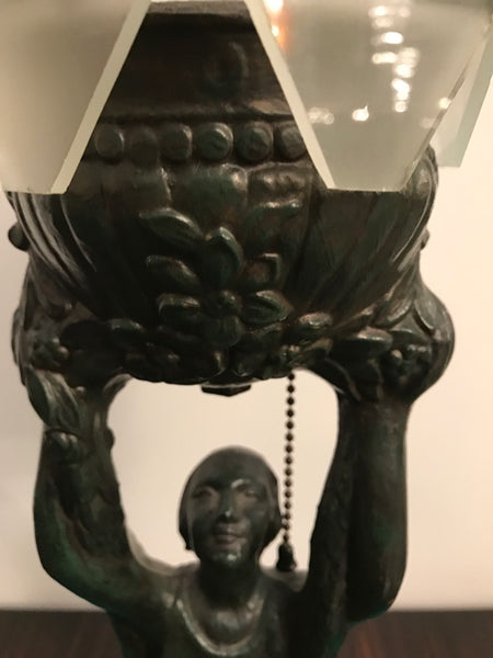 Female Art Deco Table Lamp Sculpture