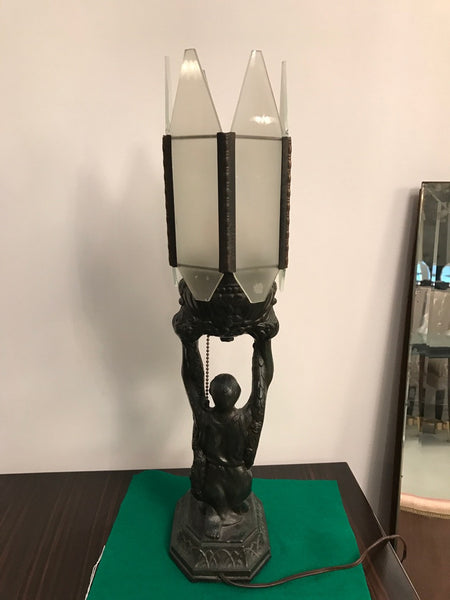 Female Art Deco Table Lamp Sculpture