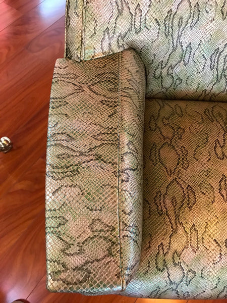 Pair of Italian Mid Century Modern Club Chairs With Faux Snake Skin