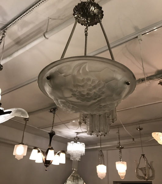French Art Deco Chandelier Signed "Ros"