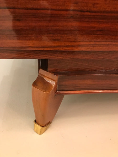 French Art Deco Palisander Buffet with Black Glass Top