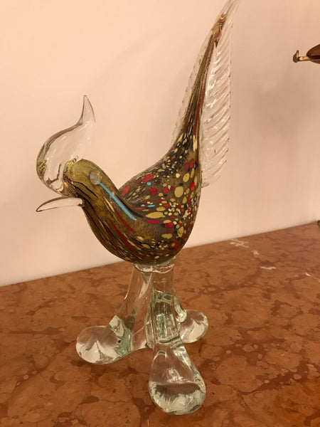 Pair of Italian Murano Hand Blown Glass Roosters