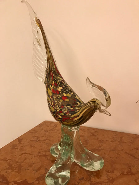 Pair of Italian Murano Hand Blown Glass Roosters