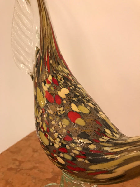 Pair of Italian Murano Hand Blown Glass Roosters