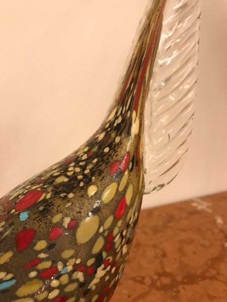 Pair of Italian Murano Hand Blown Glass Roosters