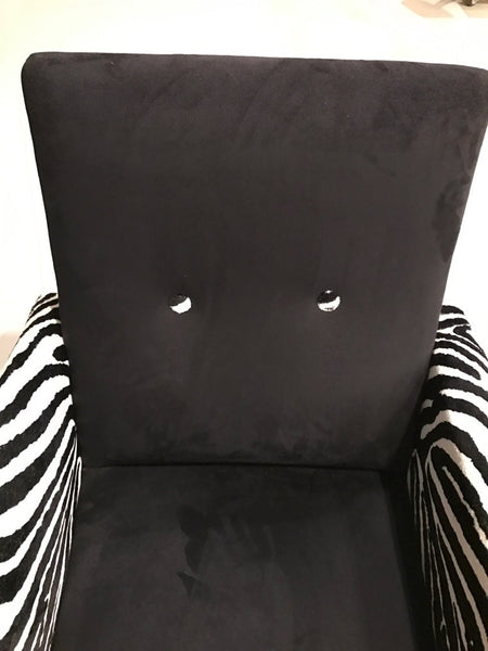 Mid-Century Pair of Metal Club Chairs with Faux Zebra Print