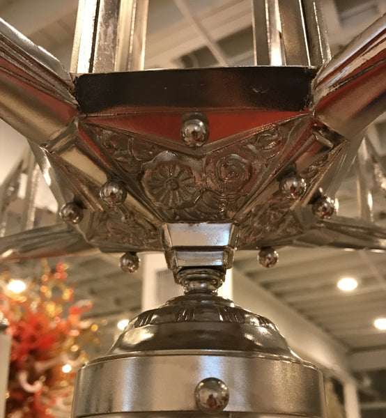 French Art Deco Chandelier with Skyscraper Motif