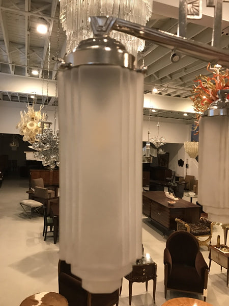 French Art Deco Chandelier with Skyscraper Motif