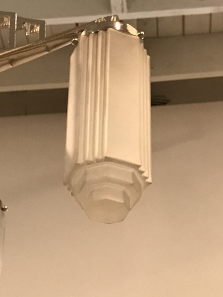French Art Deco Chandelier with Skyscraper Motif