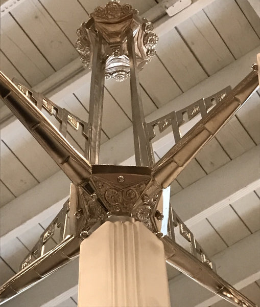 French Art Deco Chandelier with Skyscraper Motif