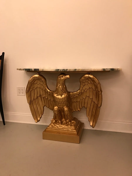Gilt wood American Eagle Console Table With Marble Top