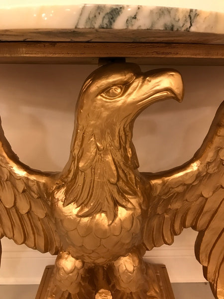 Gilt wood American Eagle Console Table With Marble Top