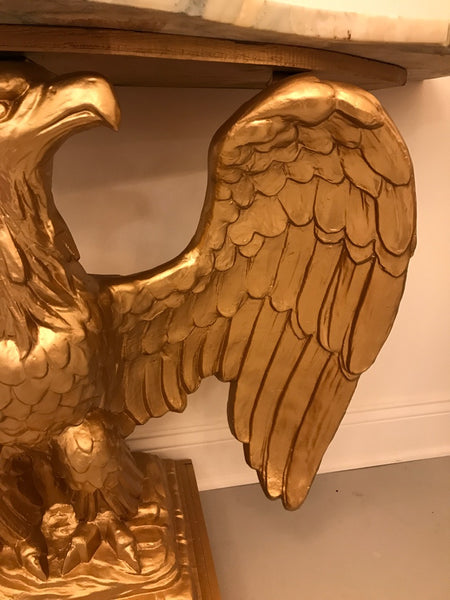 Gilt wood American Eagle Console Table With Marble Top