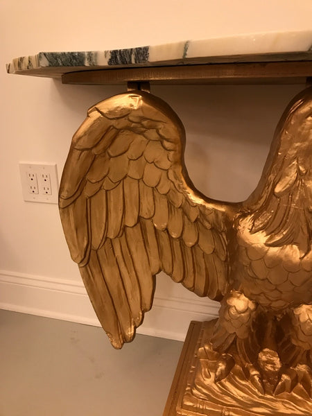 Gilt wood American Eagle Console Table With Marble Top