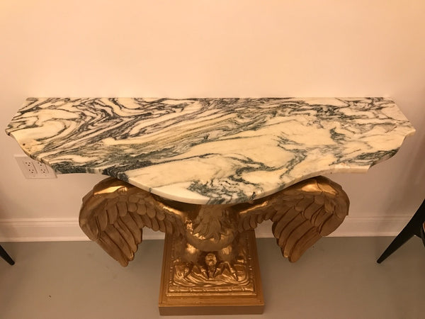 Gilt wood American Eagle Console Table With Marble Top