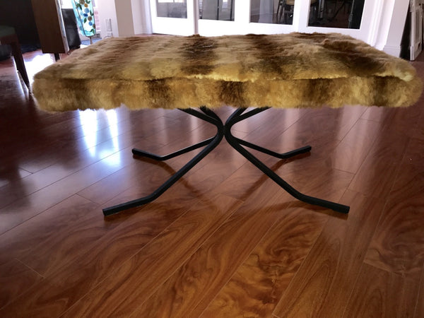 Mid Century Bench Upholstered in Fur