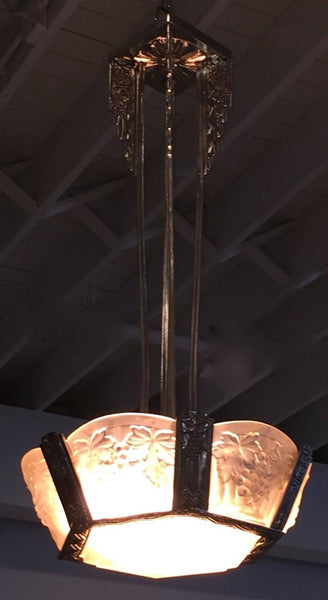 French Art Deco Grape Leaf Motif Chandelier