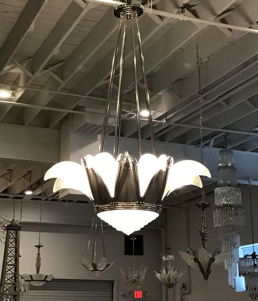 Stunning French Art Deco Chandelier Signed by G Leleu