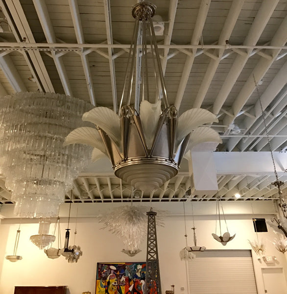 Stunning French Art Deco Chandelier Signed by G Leleu