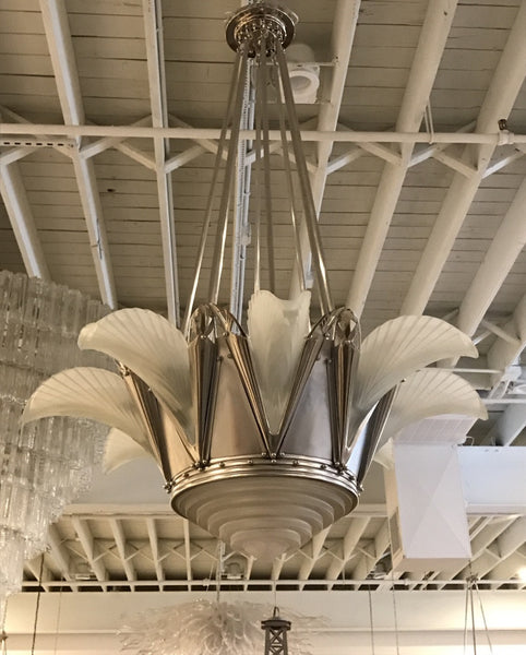 Stunning French Art Deco Chandelier Signed by G Leleu