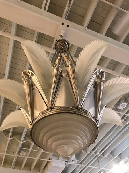 Stunning French Art Deco Chandelier Signed by G Leleu